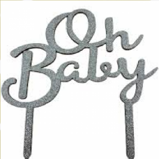 C/TOPPER OH BABY GLITTER SILVER