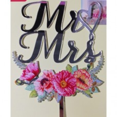 C/TOPPER MR & MRS SILVER FLOWER