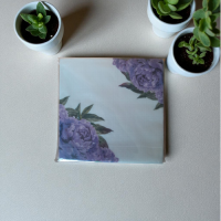 SERVIETTES WHITE & PURPLE ROSE 20'S