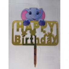 C/TOPPER HBD ELEPHANT GOLD
