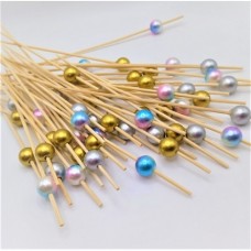 SKEWERS WITH PEARL BEAD MULTICOLOR