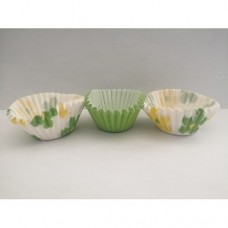 COOKIE CUPS PAPER GREEN/FLOWERS 75'S