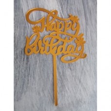 C/TOPPER HBD FLOWERS GOLD