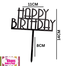 C/TOPPER HAPPY BIRTHDAY BLACK PLAIN TID