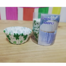 C/CAKE CUPS 9CM GREEN-WHITE 100'S