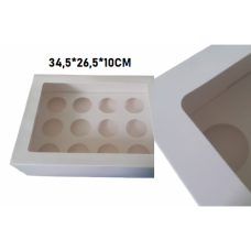 BOX CUPCAKE WHITE WINDOW 12'S