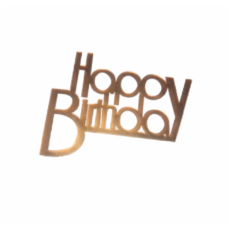 C/TOPPER HBD BADGE GOLD PRINT 10CM