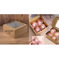 BOX CUPCAKE KRAFT WINDOW 4'S