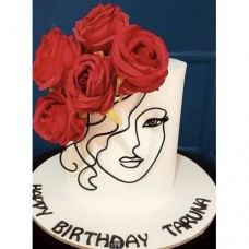 C/TOPPER LINE ART LADY FACE BLACK