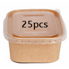 KRAFT DESSERT TUB + LID SQUARE 25'S