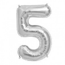 BALLOON NUMBER 5 SILVER 17