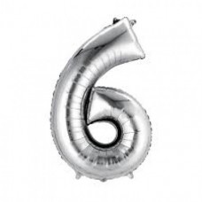 BALLOON NUMBER 6 SILVER 16
