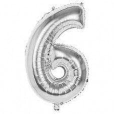 BALLOON NUMBER 6 SILVER 32
