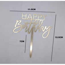 C/TOPPER HAPPY BIRTHDAY WITH STAND GOLD
