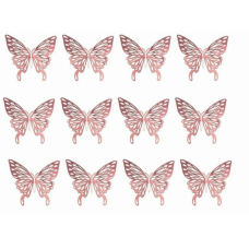 BUTTERFLIES PAPER ROSE GOLD 12PC