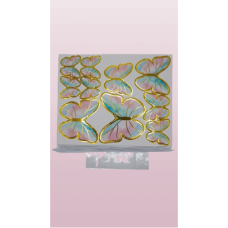 BUTTERFLIES CARD PINK & BLUE & GOLD