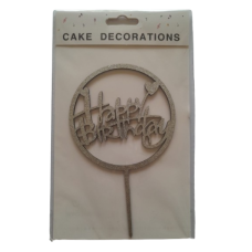 C/TOPPER HBD GLITTER ROUND SILVER