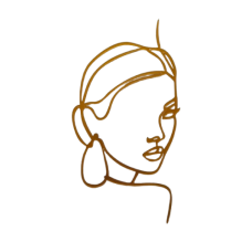 C/TOPPER LINE ART LADY WITH EARING GOLD