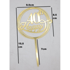 C/TOPPER 40TH HAPPY ROUND GOLD