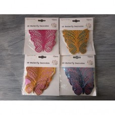 BUTTERFLIES PAPER METALLLIC 3D 12'S