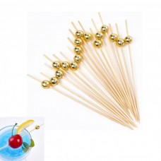 SKEWERS 12CM GOLD BALLS 25'S