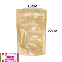 POUCH KRAFT CLEAR FRONT 15*22CM 50'S