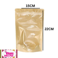 POUCH KRAFT CLEAR FRONT 15*22CM 50'S