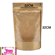POUCH KRAFT CLEAR FRONT 22*32CM 50'S