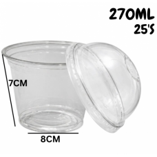 CUP + LID CLEAR 270ML 25'S