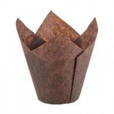 MUFFIN CUP FANCY FLOWER BROWN 20'S