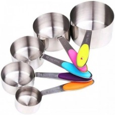 MEASURING CUP S/STEEL  COLOR HANDLE 5PC