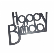 C/TOPPER HBD BADGE BLACK PRINT 10CM