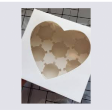BOX CUPCAKE WHITE HEART WINDOW 6'S