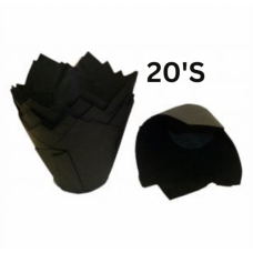 C/CAKE TULIP CUPS 175MM CRIMP BLACK 20'S