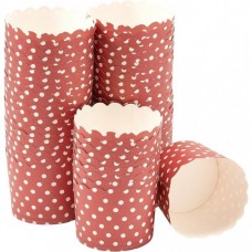 COOKIE CUP PAPERS SMAL RED/DOTS 50'S
