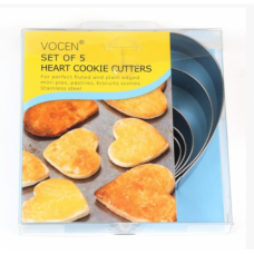 COOKIE CUTTER SET HEART 5PC STEEL