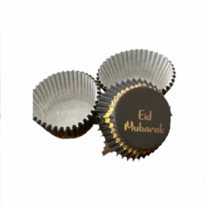 C/CAKE CUPS EID MUBARAK BLACK 11CM 50'S