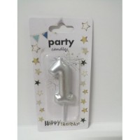 CANDLE NUMBER SILVER 1