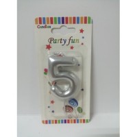 CANDLE NUMBER SILVER 5