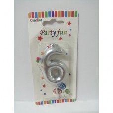 CANDLE NUMBER SILVER 6