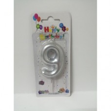 CANDLE NUMBER SILVER 9