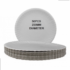 PAPER PLATES ROUND WHITE BIG 230MM 50'S