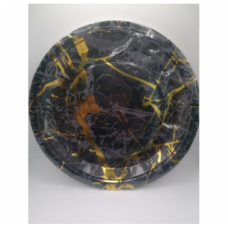 PAPER PLATES ROUND BLK/GOLD 6PC