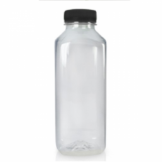 PLASTIC BOTTLE + LID SQUARE 500ML