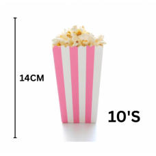 POPCORN BOXES PINK & WHITE STRIPE 10PC