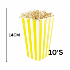 POPCORN BOXES YELLOW & WHITE STRIP 10PC