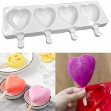 SILICONE HEART ICE CREAM MOULD 4'S