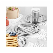 PAPER PLATE SET SILVER 41PCS