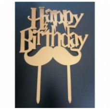 C/TOPPER HBD GOLD MOUSTACHE