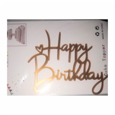 C/TOPPER HBD BADGE GOLD HEART 10CM